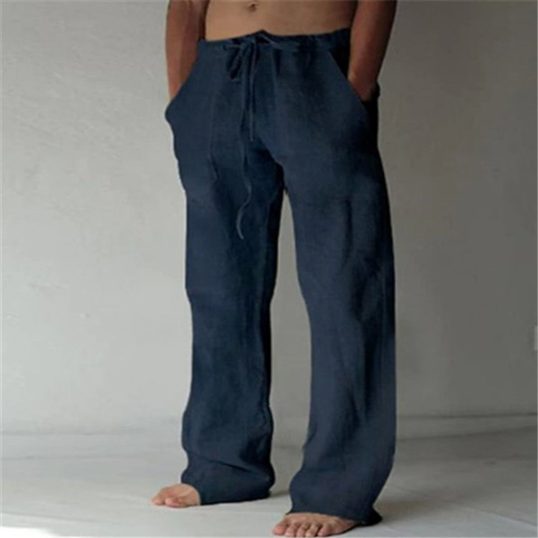 Men's Relaxed-Fit Drawstring Linen Casual Pants