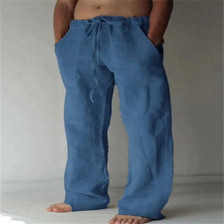 Men's Relaxed-Fit Drawstring Linen Casual Pants