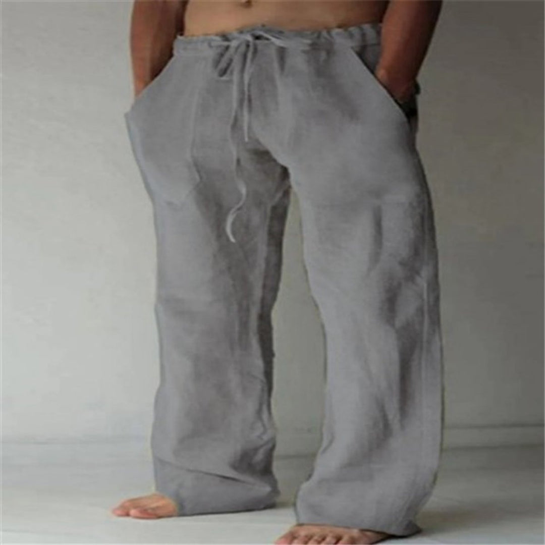 Men's Relaxed-Fit Drawstring Linen Casual Pants