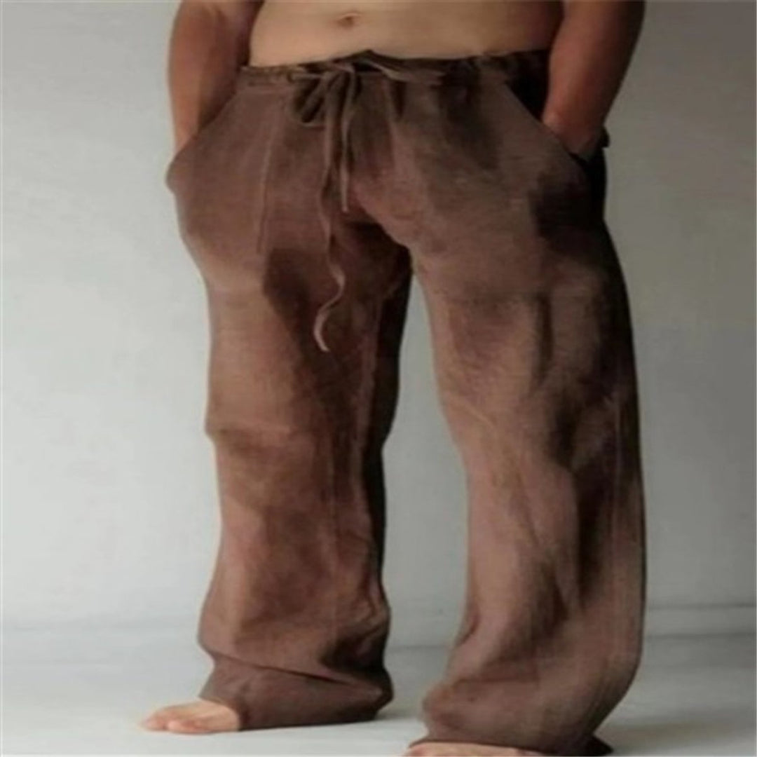 Men's Relaxed-Fit Drawstring Linen Casual Pants