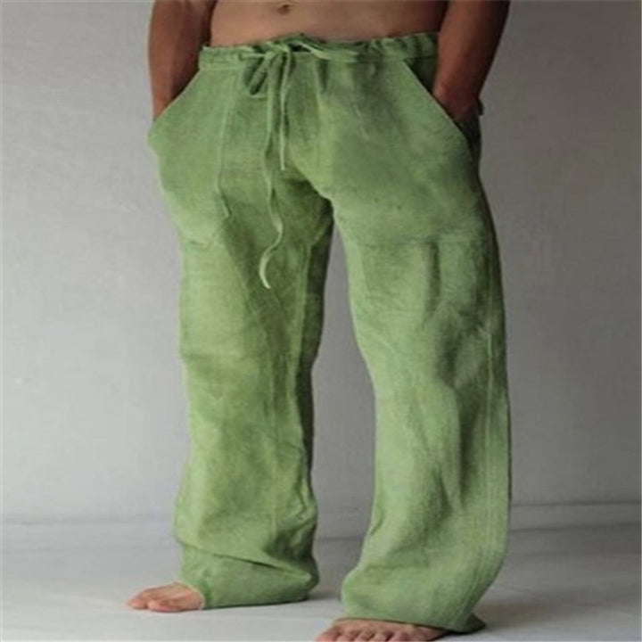 Men's Relaxed-Fit Drawstring Linen Casual Pants