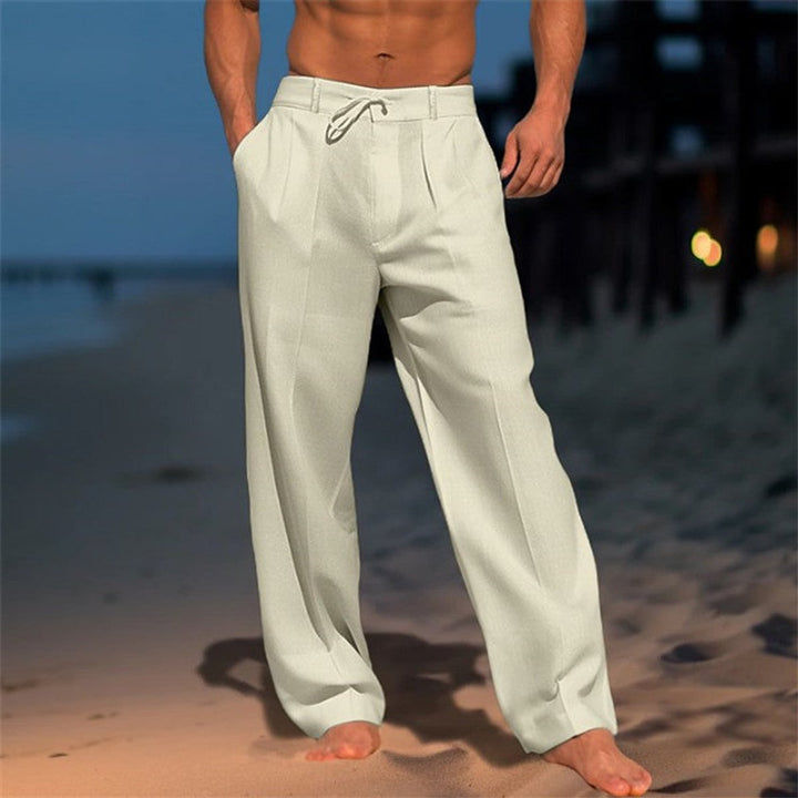 Men's Relaxed-Fit Drawstring Linen Pants