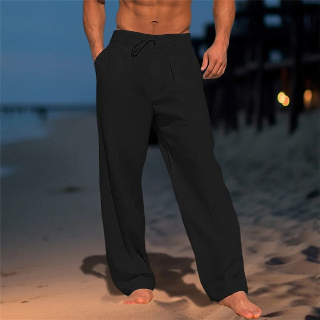 Men's Relaxed-Fit Drawstring Linen Pants