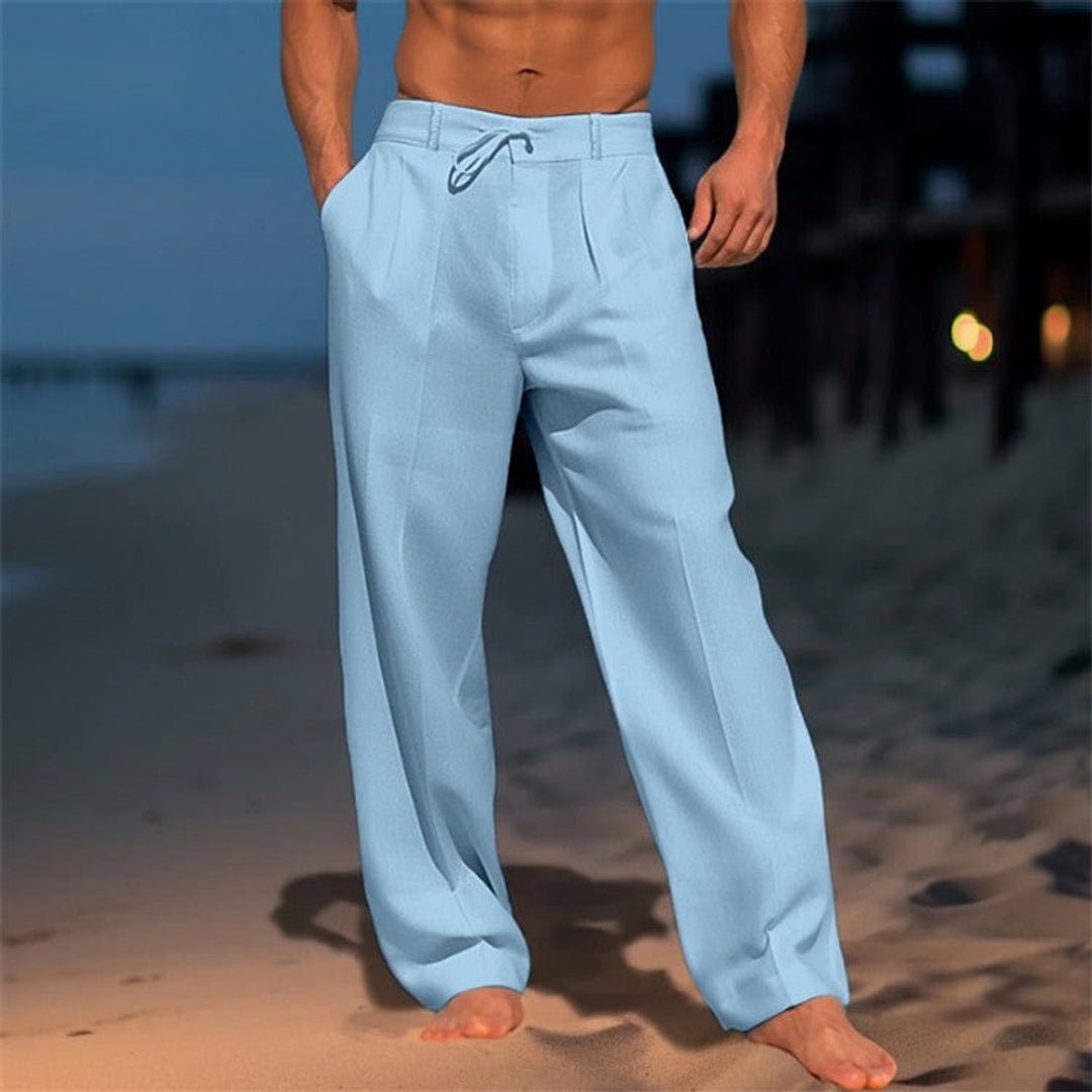 Men's Relaxed-Fit Drawstring Linen Pants