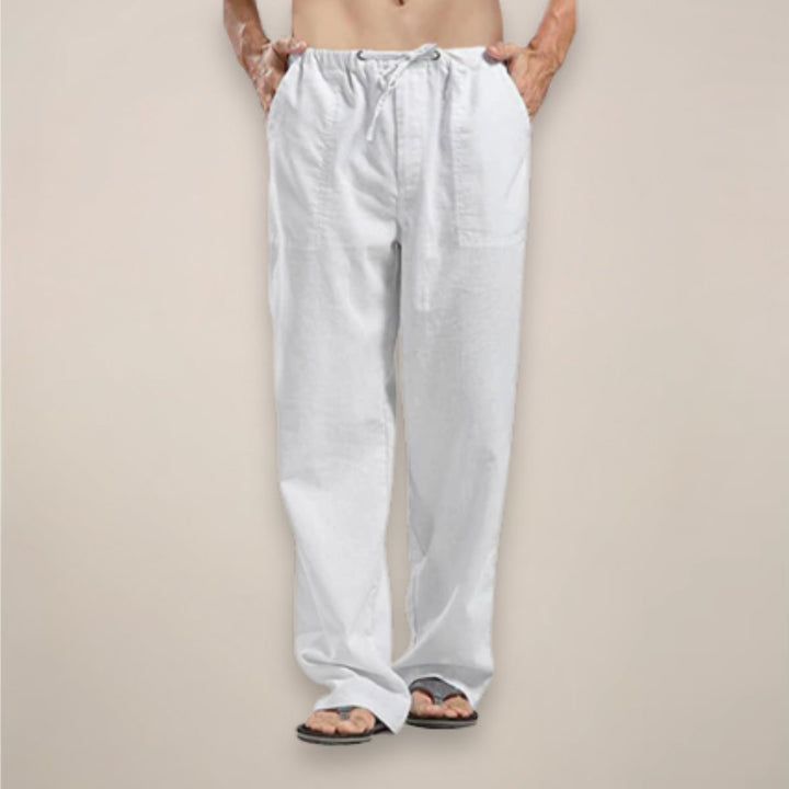 Men's Relaxed-Fit Linen-Blend Drawstring Casual Pants