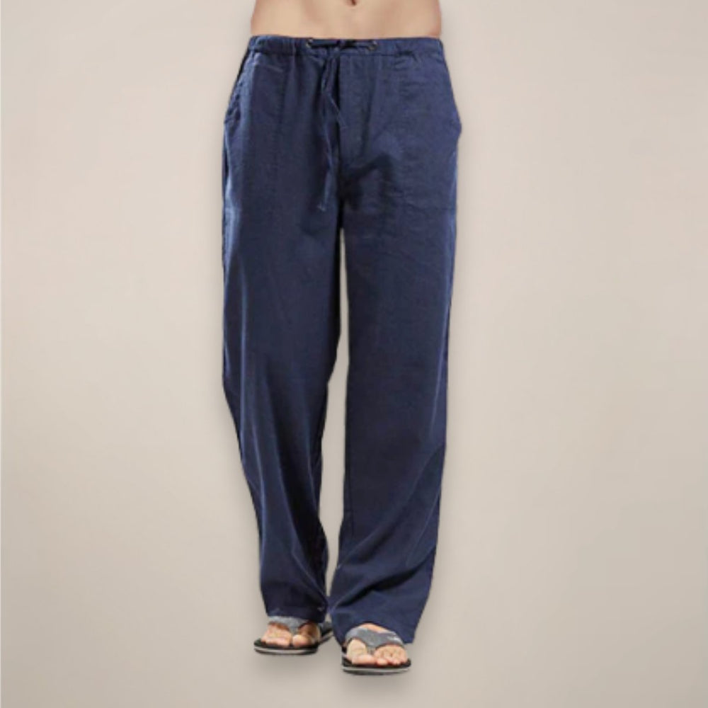 Men's Relaxed-Fit Linen-Blend Drawstring Casual Pants