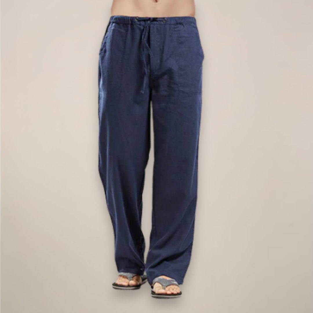 Men's Relaxed-Fit Linen-Blend Drawstring Casual Pants
