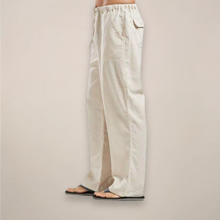 Men's Relaxed-Fit Linen-Blend Drawstring Casual Pants