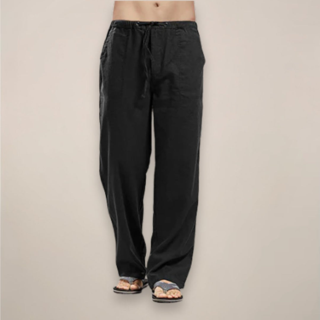 Men's Relaxed-Fit Linen-Blend Drawstring Casual Pants