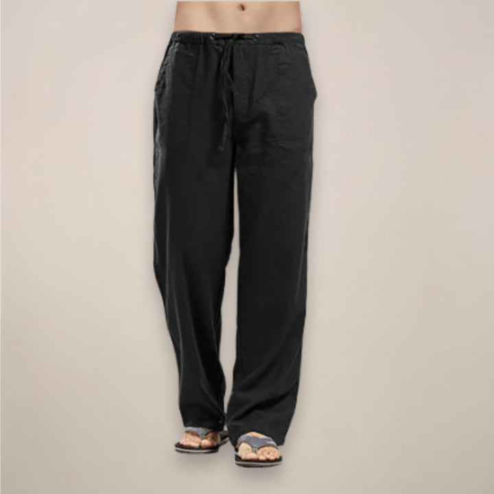 Men's Relaxed-Fit Linen-Blend Drawstring Casual Pants