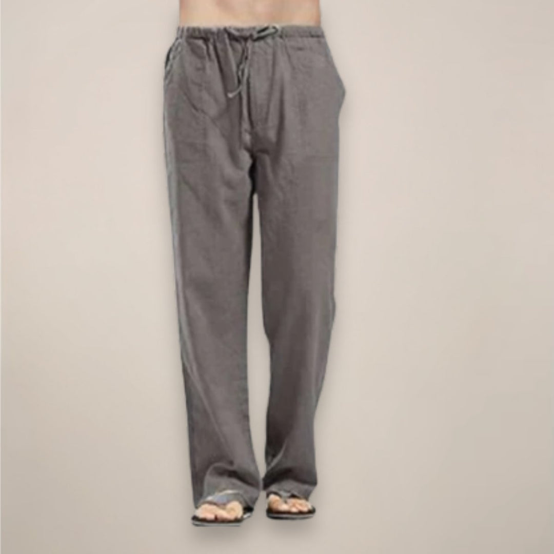 Men's Relaxed-Fit Linen-Blend Drawstring Casual Pants