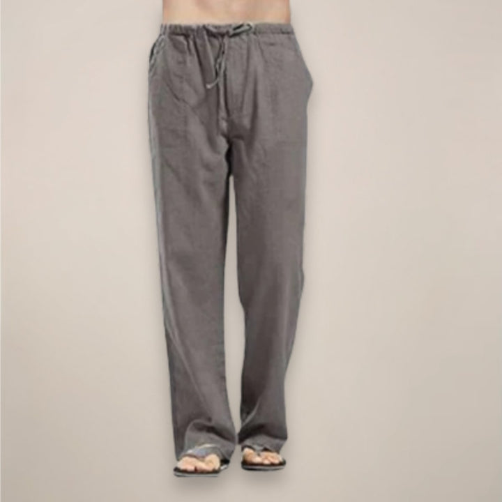 Men's Relaxed-Fit Linen-Blend Drawstring Casual Pants