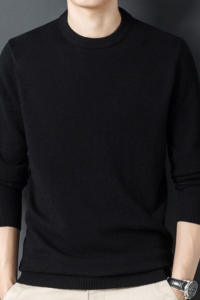 Men's Relaxed-Fit Long-Sleeve Crewneck Knit Pullover Sweater