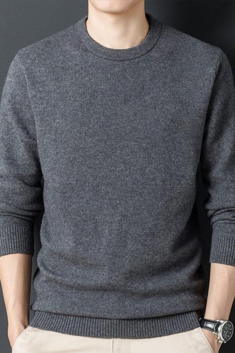 Men's Relaxed-Fit Long-Sleeve Crewneck Knit Pullover Sweater