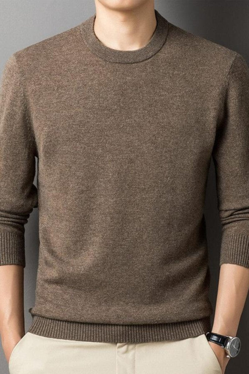 Men's Relaxed-Fit Long-Sleeve Crewneck Knit Pullover Sweater