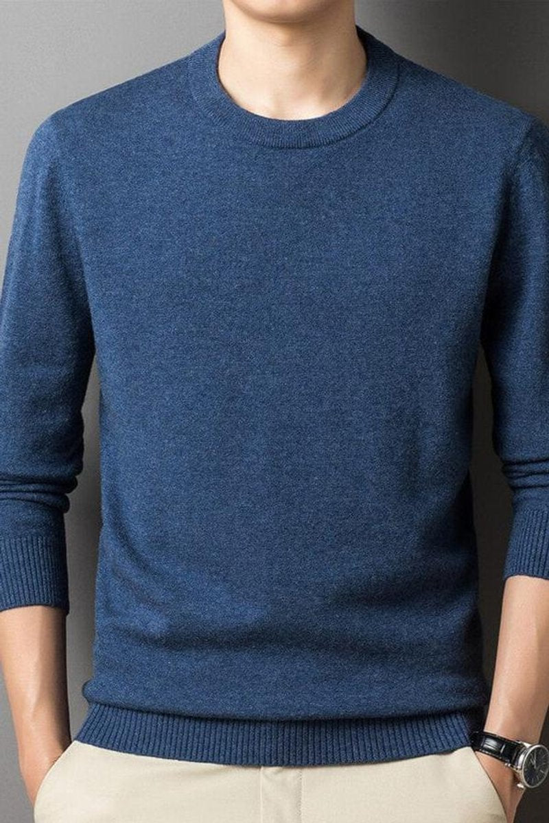 Men's Relaxed-Fit Long-Sleeve Crewneck Knit Pullover Sweater