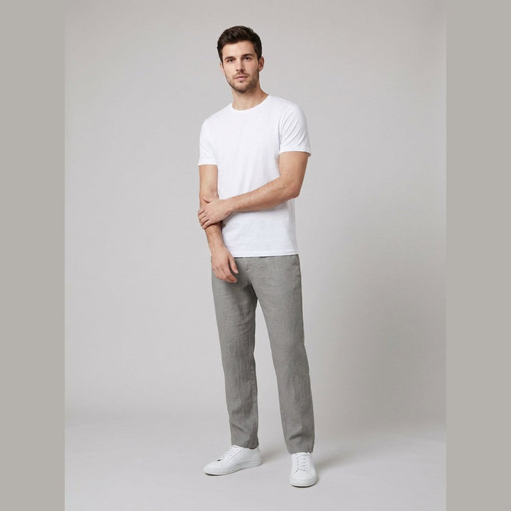 Men's Relaxed-Fit Pleated Linen Drawstring Pants