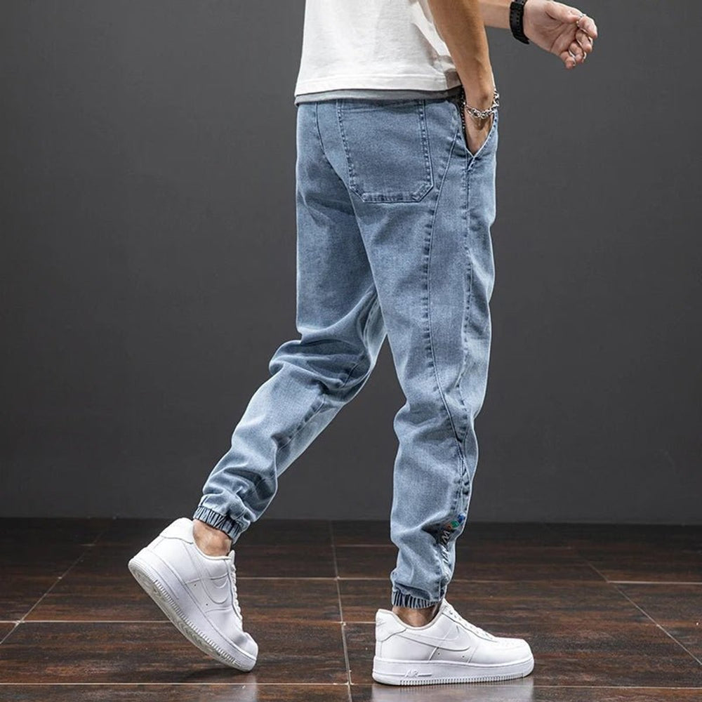 Men's Relaxed-Tapered Stretch Denim Drawstring Jogger Pants