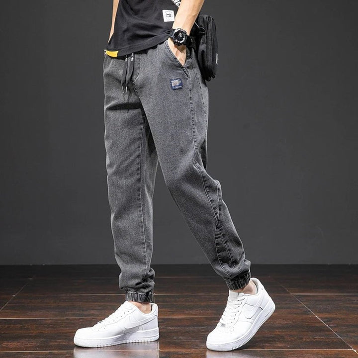 Men's Relaxed-Tapered Stretch Denim Drawstring Jogger Pants