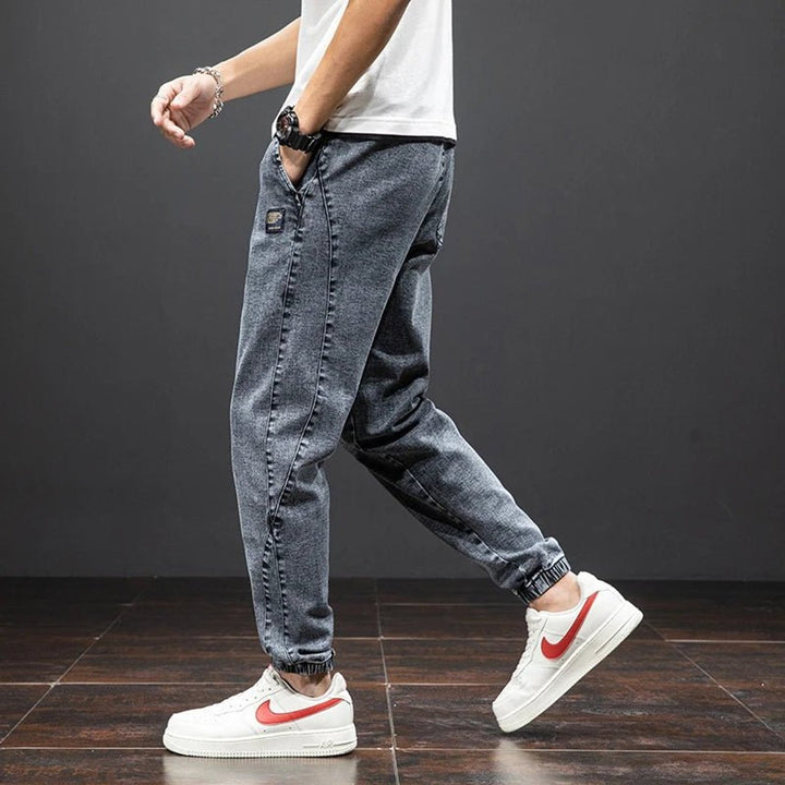 Men's Relaxed-Tapered Stretch Denim Drawstring Jogger Pants