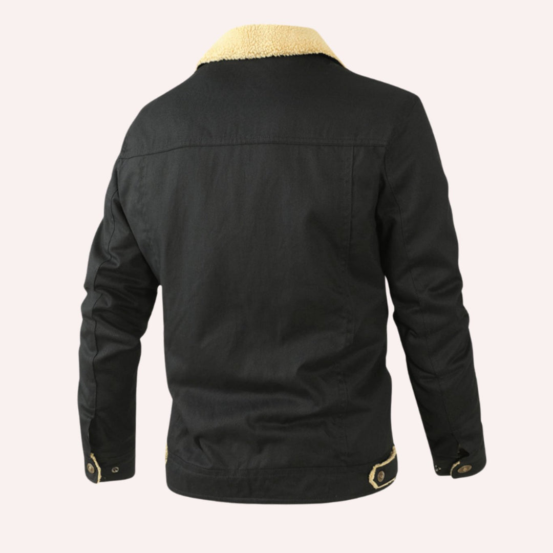 Men's Sherpa-Lined Fleece Button-Front Winter Jacket