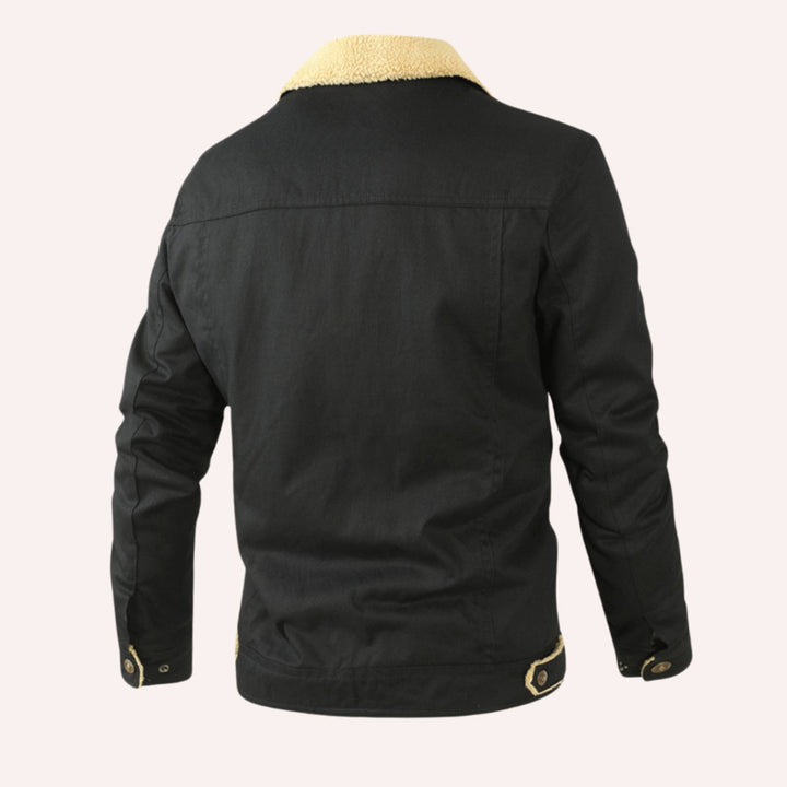 Men's Sherpa-Lined Fleece Button-Front Winter Jacket