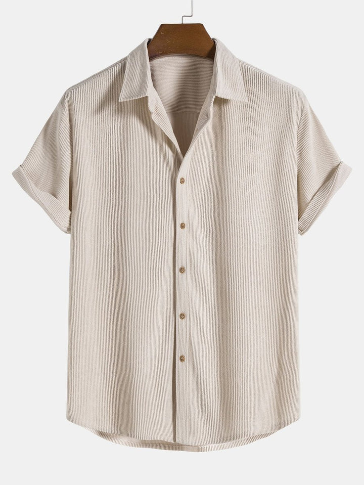 Men's Short-Sleeve Corduroy Button-Up Shirt