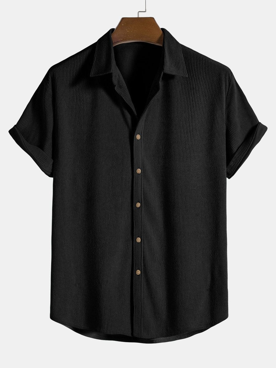 Men's Short-Sleeve Corduroy Button-Up Shirt