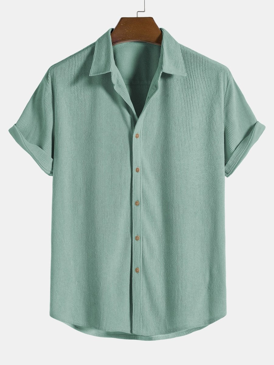 Men's Short-Sleeve Corduroy Button-Up Shirt