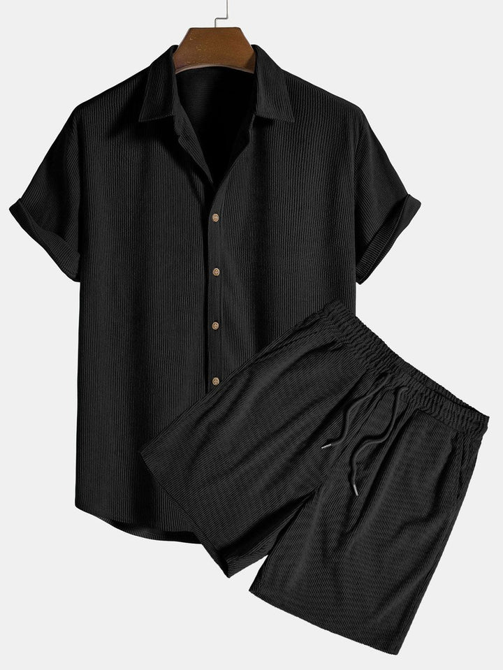 Men's Short-Sleeve Corduroy Button-Up Shirt