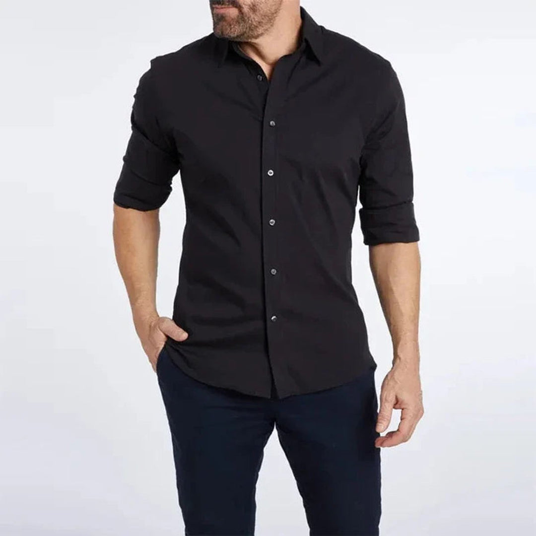 Men's Slim-Fit Long-Sleeve Button-Down Dress Shirt