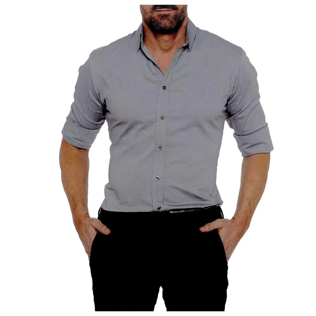 Men's Slim-Fit Long-Sleeve Button-Down Dress Shirt