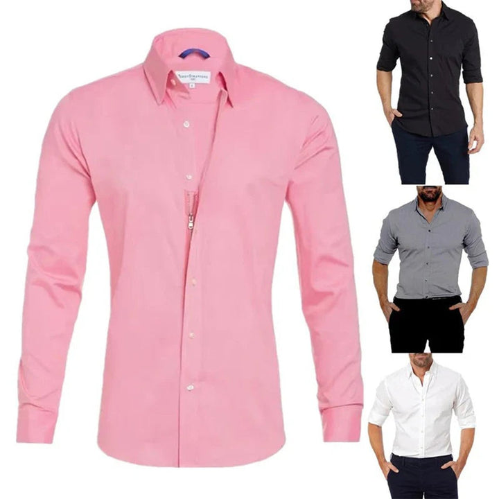 Men's Slim-Fit Long-Sleeve Button-Down Dress Shirt