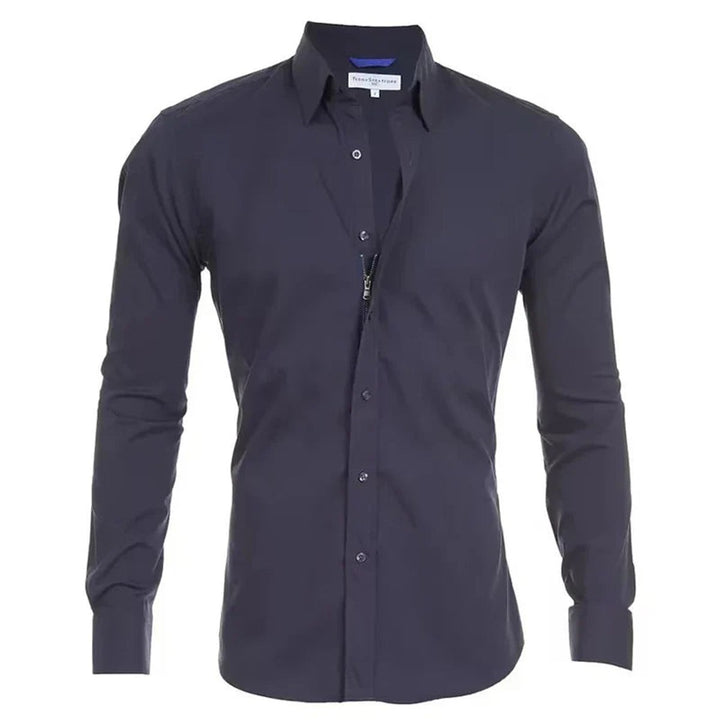 Men's Slim-Fit Long-Sleeve Button-Down Dress Shirt