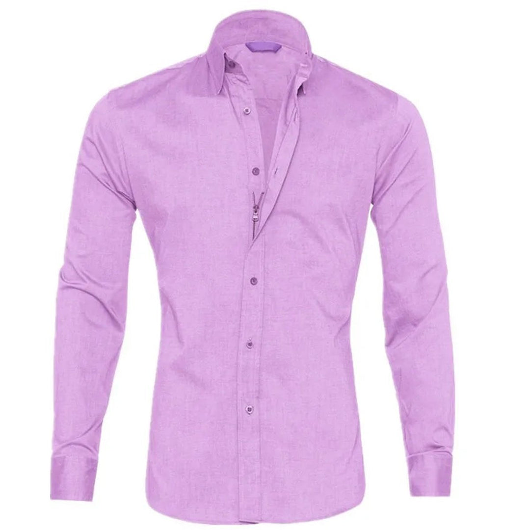 Men's Slim-Fit Long-Sleeve Button-Down Dress Shirt