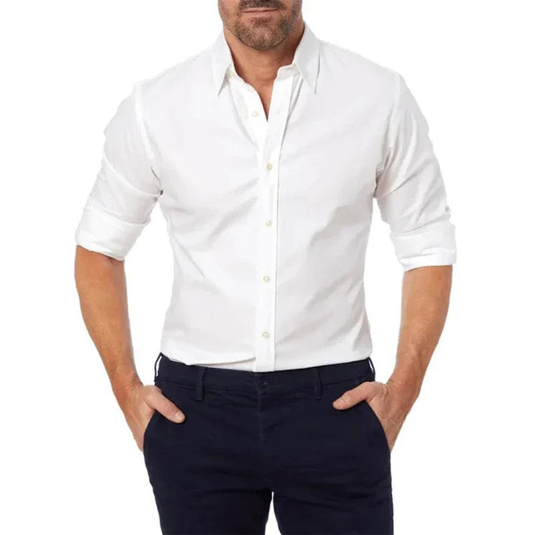 Men's Slim-Fit Long-Sleeve Button-Down Dress Shirt