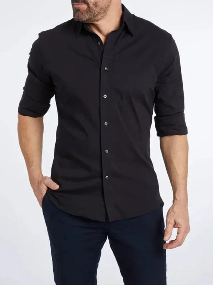 Men's Slim-Fit Long-Sleeve Button-Down Dress Shirt