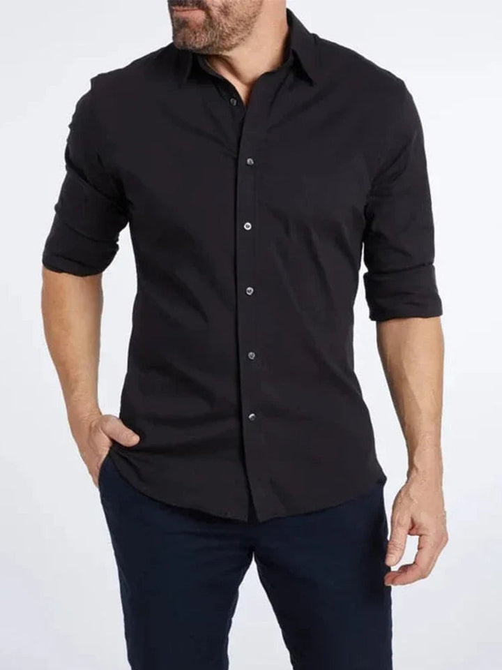 Men's Slim-Fit Long-Sleeve Button-Down Dress Shirt