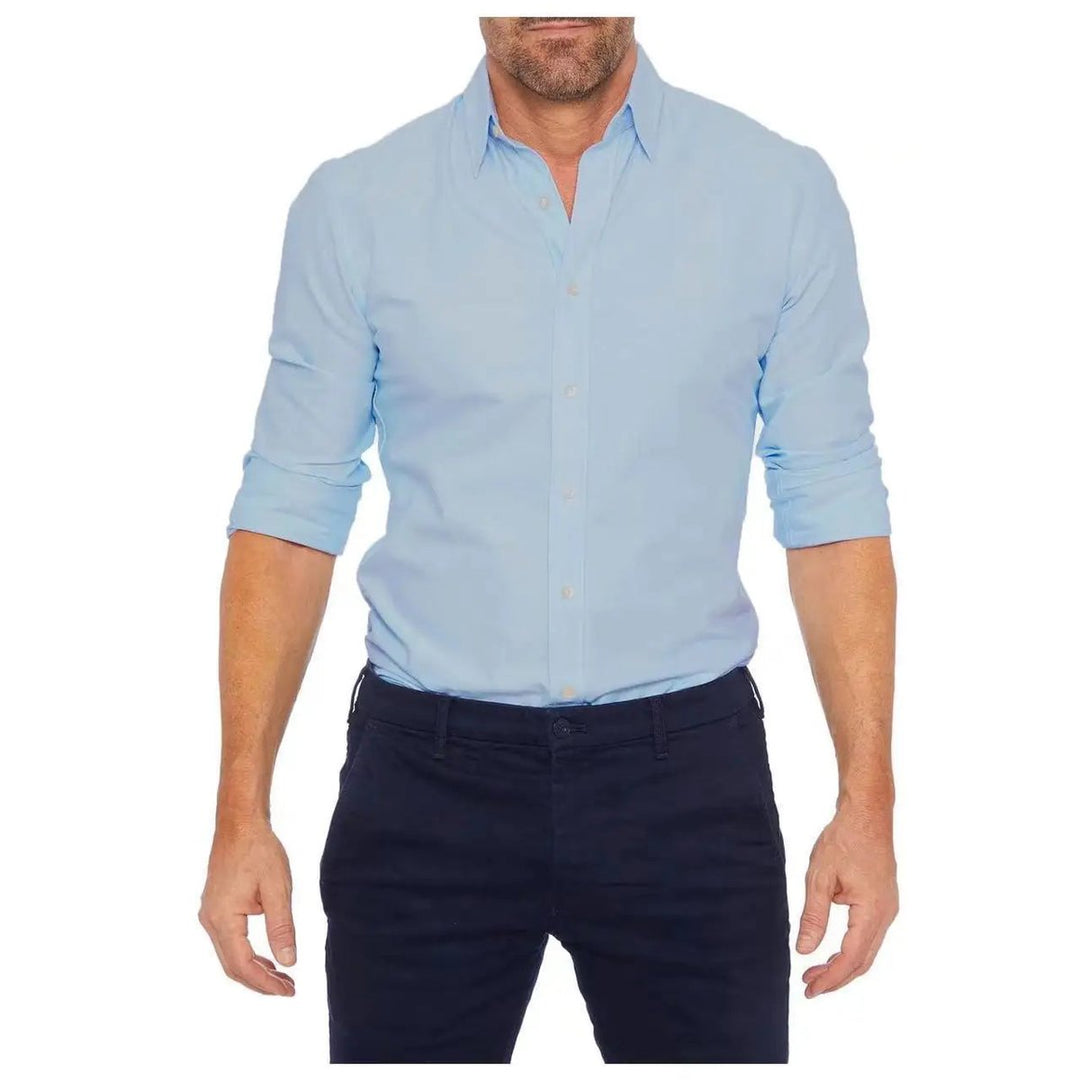 Men's Slim-Fit Long-Sleeve Button-Down Dress Shirt