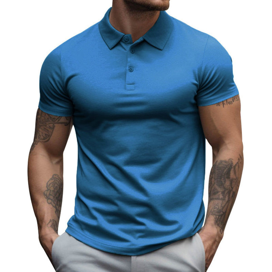 Men's Slim-Fit Short-Sleeve Athletic Men Polo Shirt - Light Blue