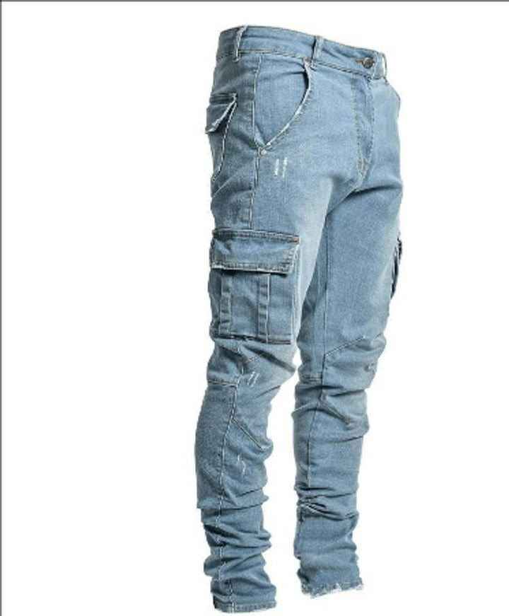 Men's Slim-Fit Tapered Cargo Denim Pants