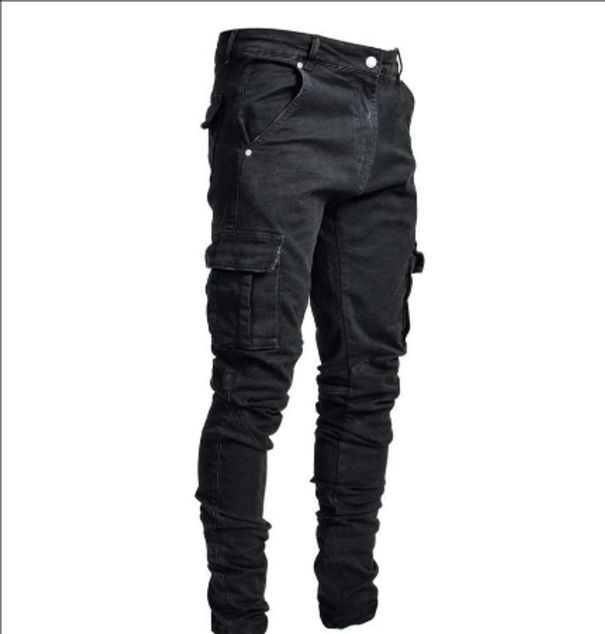 Men's Slim-Fit Tapered Cargo Denim Pants