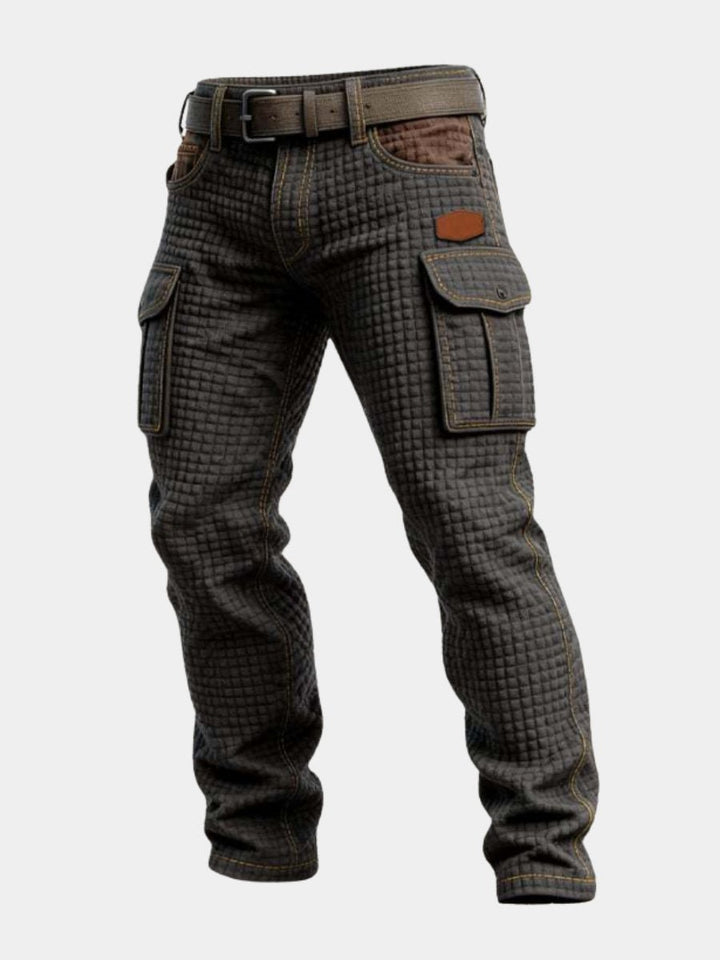 Men's Slim-Fit Waffle-Textured Cargo Pants Side Pockets