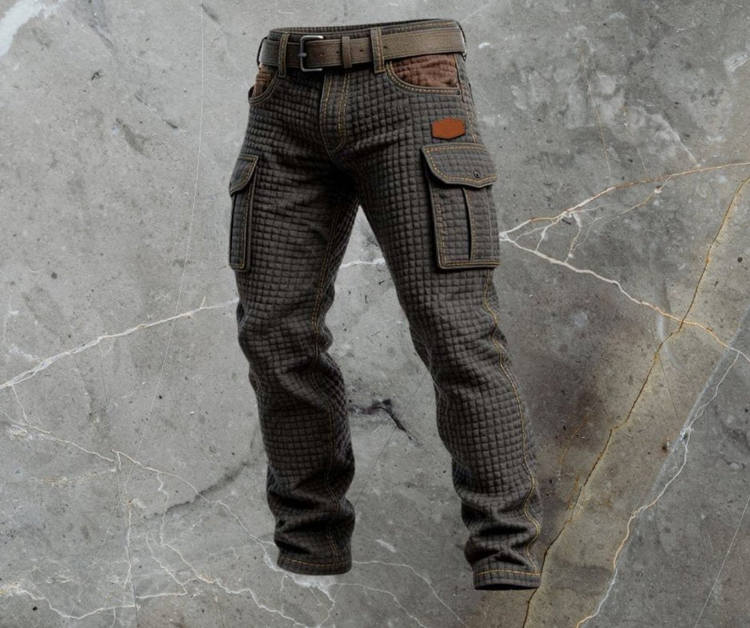 Men's Slim-Fit Waffle-Textured Cargo Pants Side Pockets
