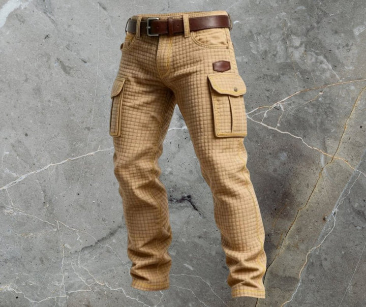Men's Slim-Fit Waffle-Textured Cargo Pants Side Pockets