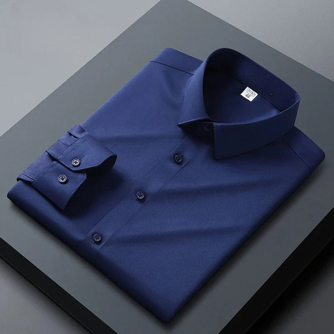 Men's Stretch Wrinkle-Free Long-Sleeve Business Casual Dress Shirt
