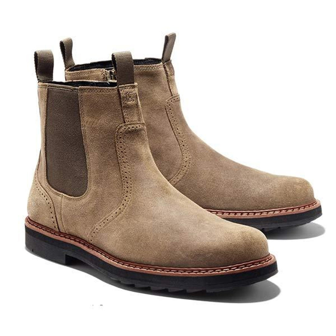 Men's Suede Elastic-Side Pull-On Chelsea Boots