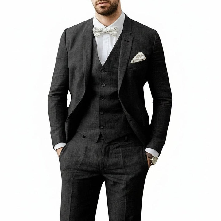 Men's Tailored-Fit 3-Piece Linen Wedding Guest Suit