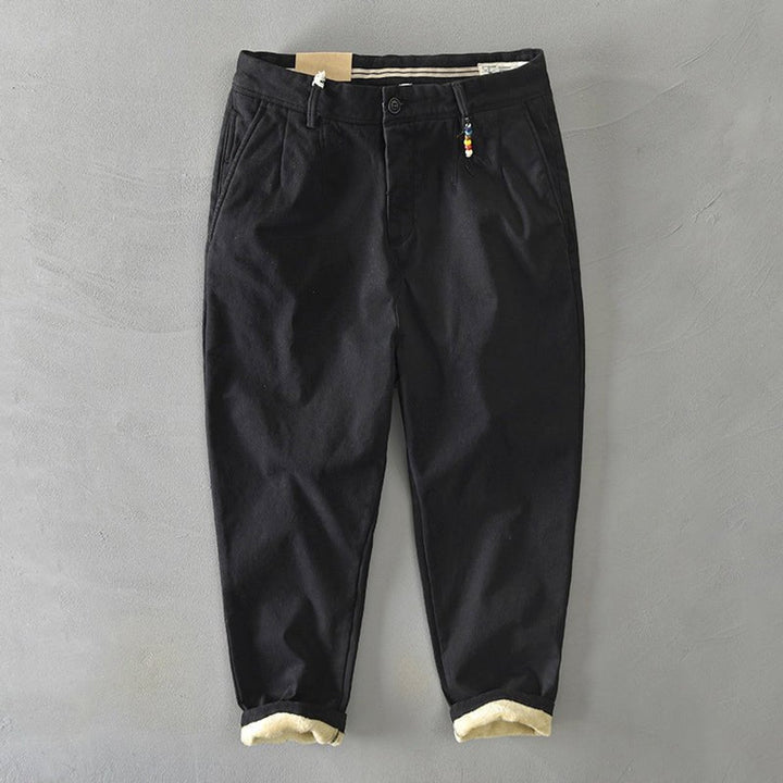 Men's Tapered-Fit Fleece-Lined Casual Chino Pants