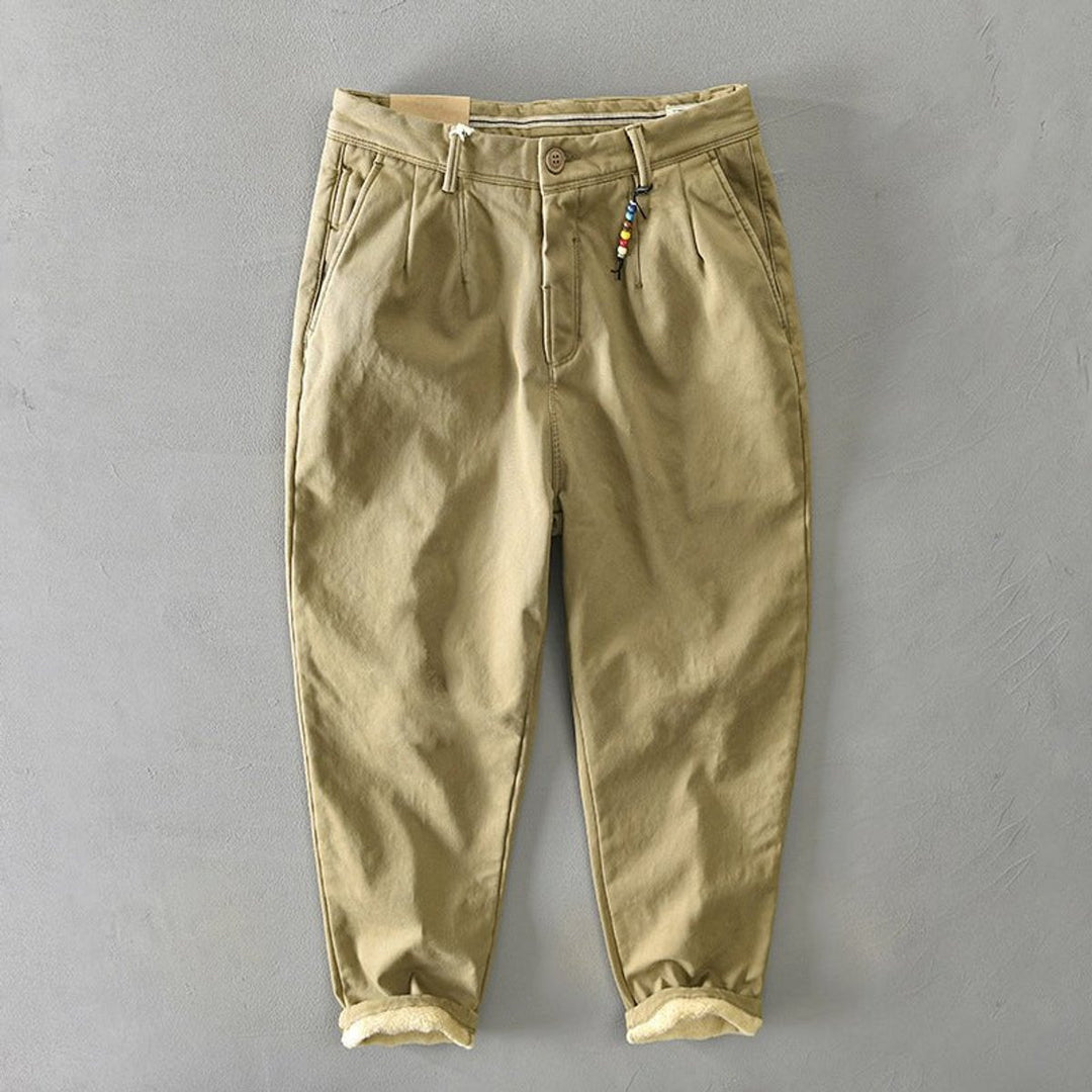 Men's Tapered-Fit Fleece-Lined Casual Chino Pants